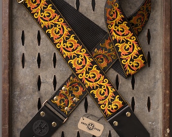 Canyon Deuce Series 2" Dragon Vine retro black jacquard ribbon guitar strap