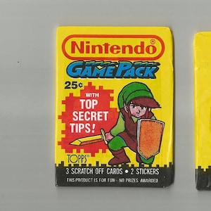1x Zelda (Link) 1989 Topps Nintendo Game Packs Trading Cards Sealed Pack