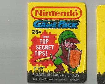1x Zelda (Link) 1989 Topps Nintendo Game Packs Trading Cards Sealed Pack