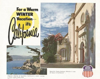 1953 Union Pacific Railroad California Vacation Tourism Advertisement