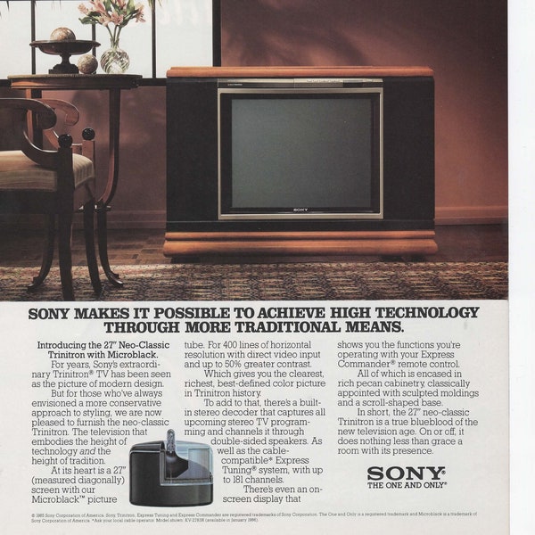 2x années 1980 SONY Electronics TV &Caméscope Caméra vidéo Publicités imprimées électroniques