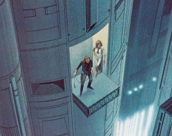 Luke & Leia Escape Death Star 1977 Original Vintage Star Wars Painting Print by Ralph McQuarrie