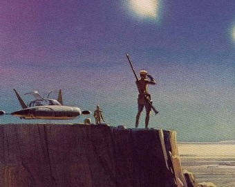 Luke Skywalker Overlooking Mos Eisley 1977 Original Vintage Star Wars Painting Print by Ralph McQuarrie