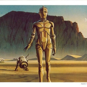C-3PO & R2-D2 1977 Original Vintage Star Wars Painting Print by Ralph McQuarrie