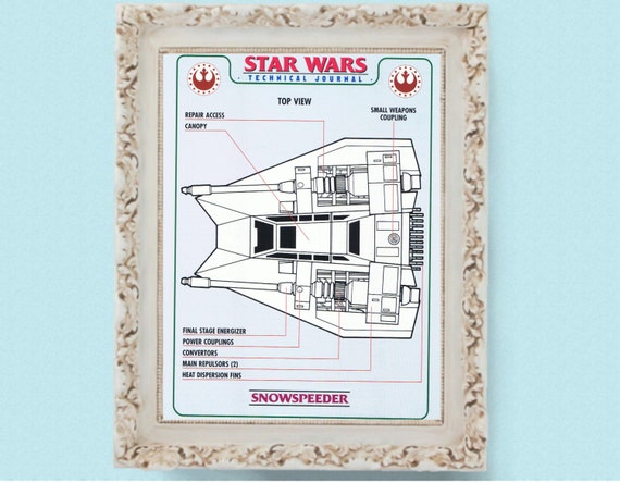 Lot of 4x Vintage STAR WARS Snowseeder Technical Drawing Blueprint