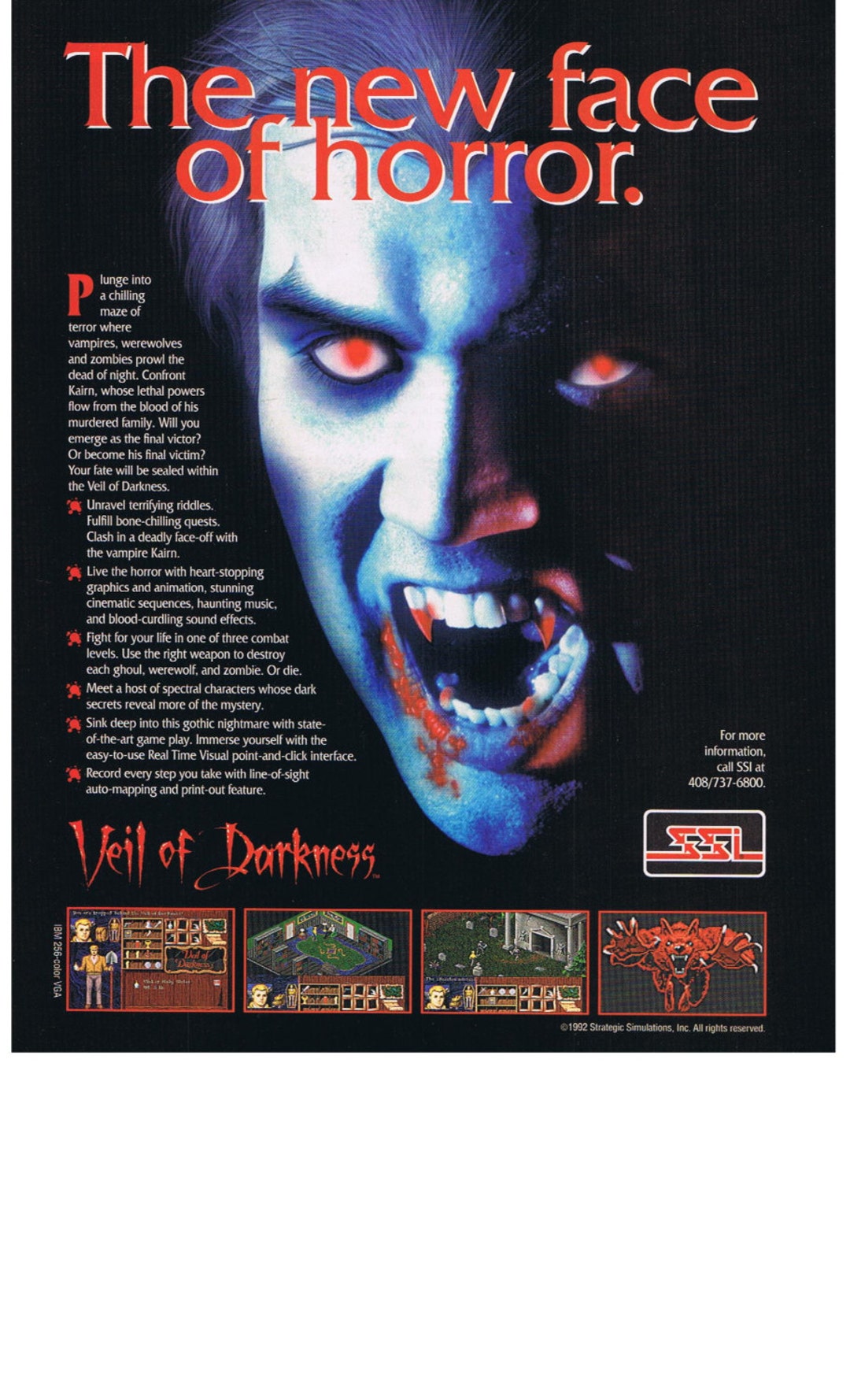 1993 Veil of Darkness Vampire Vintage Computer DOS PC Video Game