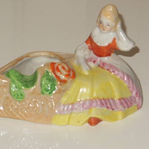 Vintage Lady China Figurine Trinket Dish Jewellery Holder