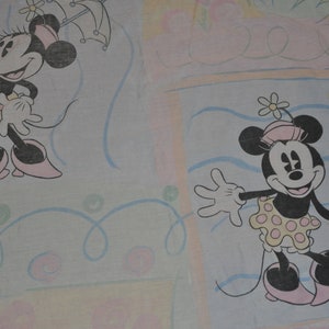 Minnie Mouse Vintage Twin Size Dopasowana tkanina Rzadka Disney Prześcieradło na łóżko