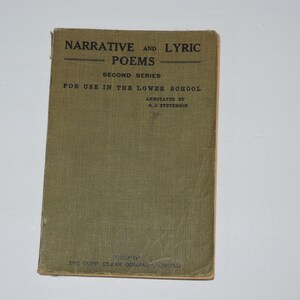 1914 Vintage Poetry Book - Narrative and Lyric Poems: Second Series For Use In The Lower School