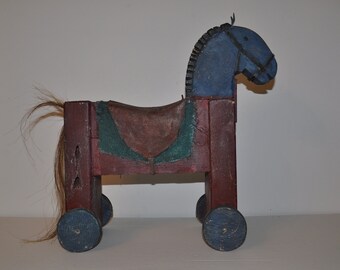 アンティーク民芸品 車輪付き馬のおもちゃ - Etsy 日本