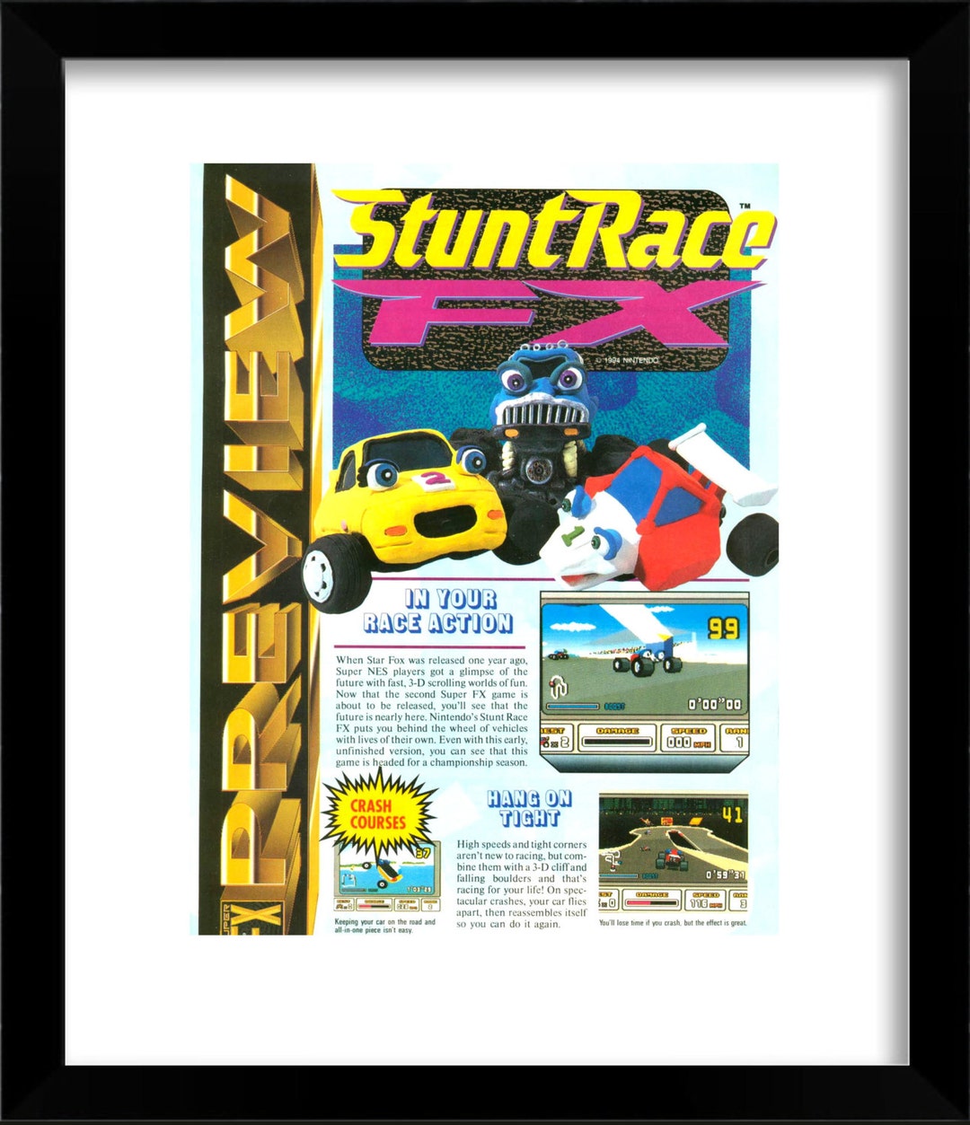 Stunt Race FX 1990s 7 Pages SNES Vintage Video Game Ad Etsy Australia