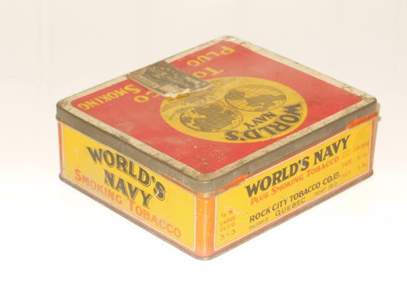 navy plug tobacco Vintage World's Navy Plug Smoking Tobacco Tin