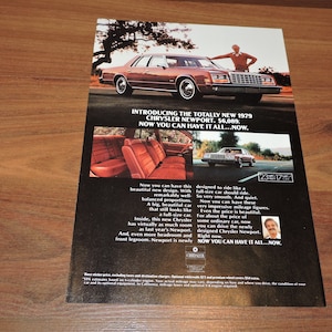 Anúncio impresso automotivo autêntico da Chrysler Newport 1979