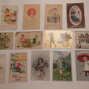13 x enfants Vintage cartes postales Lot Original garçon fille enfant Post Cards