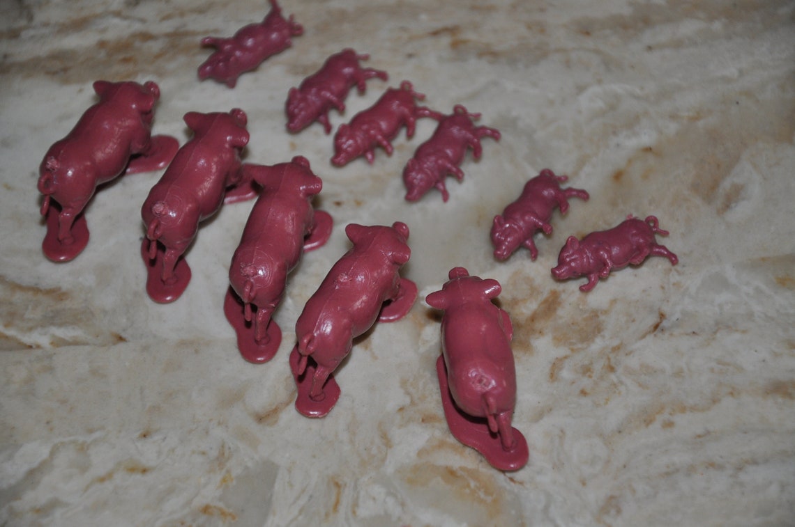 Hong Kong Lot of 11 Vintage Plastic Mini Pig Toys Etsy UK