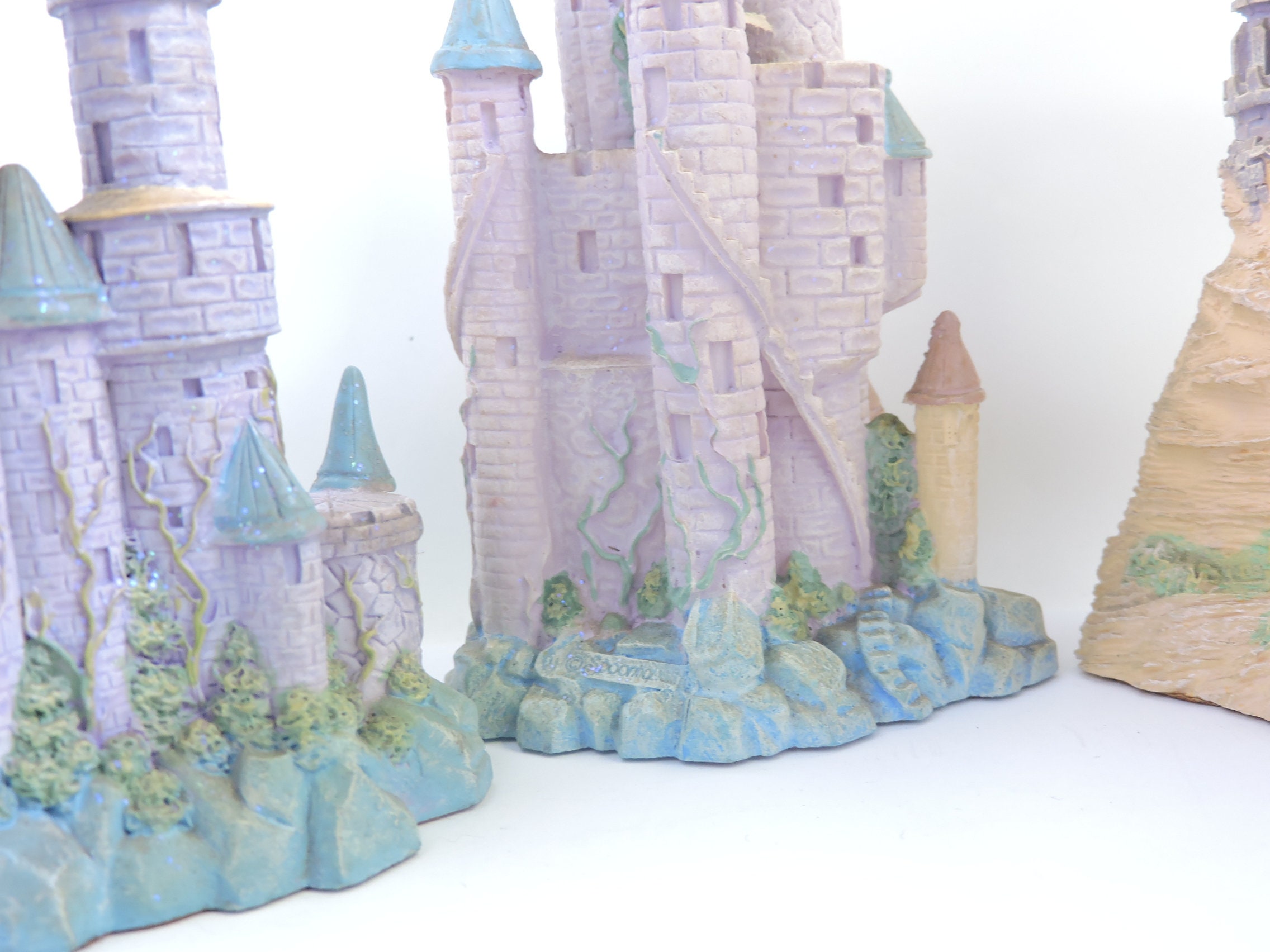 Lot of 4 Spoontiques Resin Castles With Crystal Balls - 1980s Prism ...