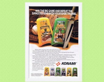 サバイバルゲーム 販促非売品ポスター 1989 2-sided Ad Page KONAMI Handheld Video Game / Code Name