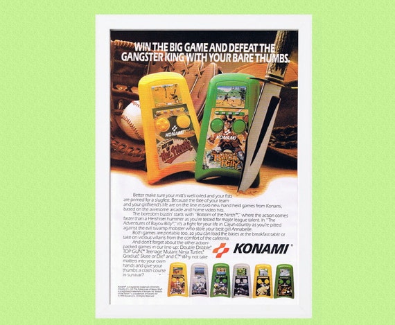1989 2-sided Ad Page KONAMI Handheld Video Game / Code Name