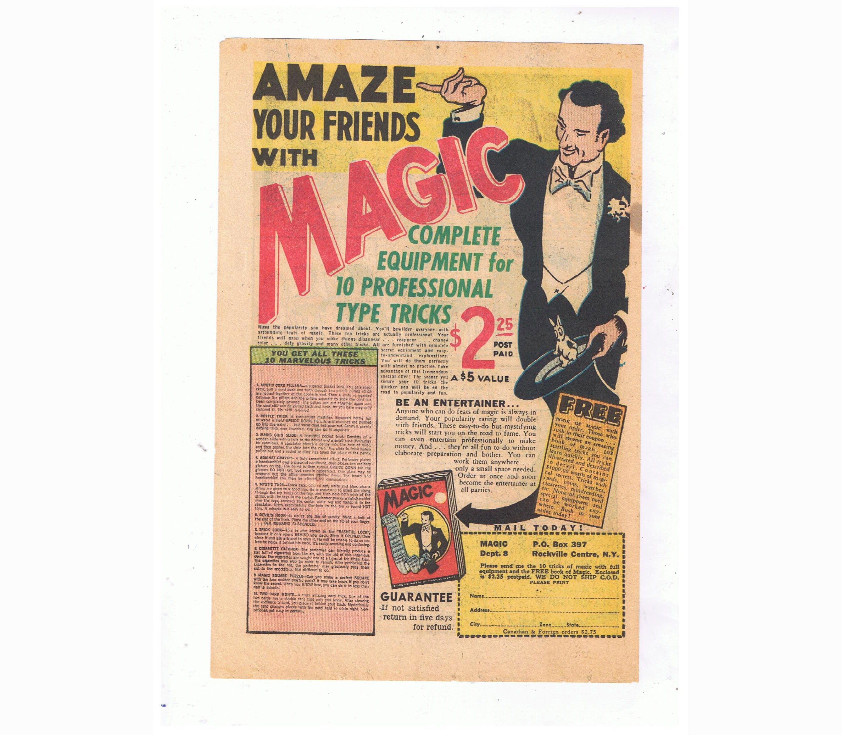 Learn Magic Tricks Original 1965 Vintage Book Advertisement Etsy
