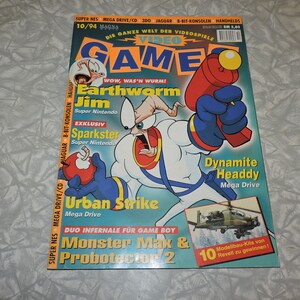 1994 Issue #10 VIDEO GAMES German Video Game Magazine - Earthworm Jim Cover, Sparkster, Urban Strike