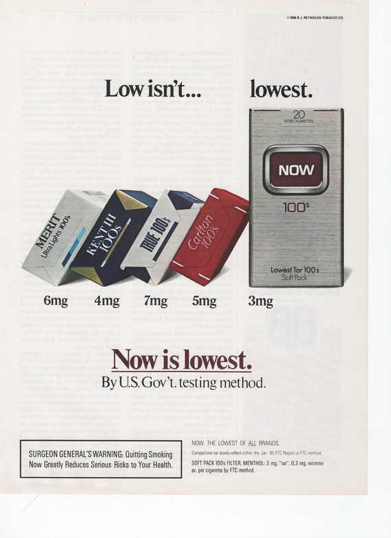 cigarettes 1970s 7x Marlboro, Players, Kool Etc. 1970s & 80s Cigarette Tobacco Vintage Print  Advertisements