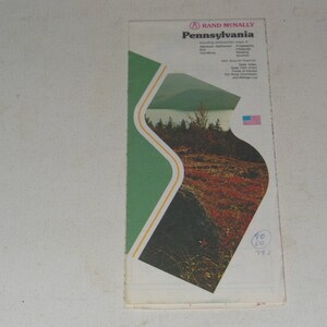 Vintage Rand McNally Pennsylvania United States Fold Out Map