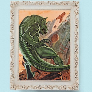 Alien Monster and Space Ship 1970s Science Fiction / Fantasy Art Print