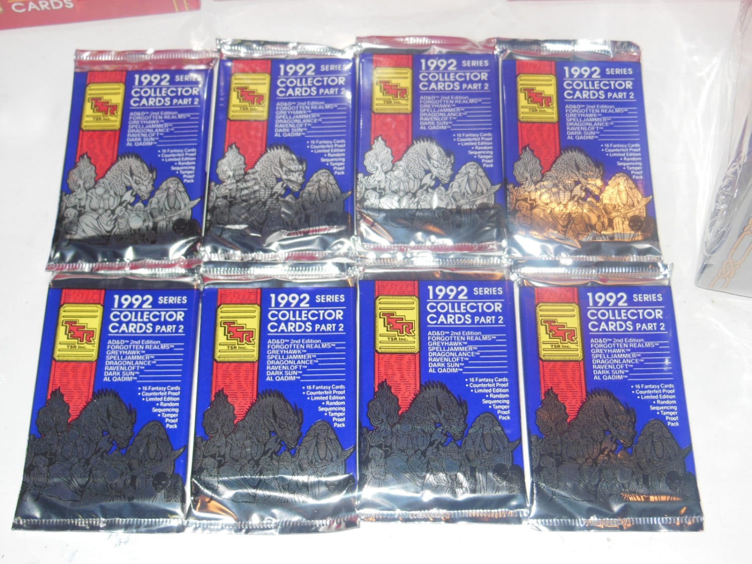 8x 1992 TSR Dungeons & Dragons Trading Cards Part 2 Sealed Packs
