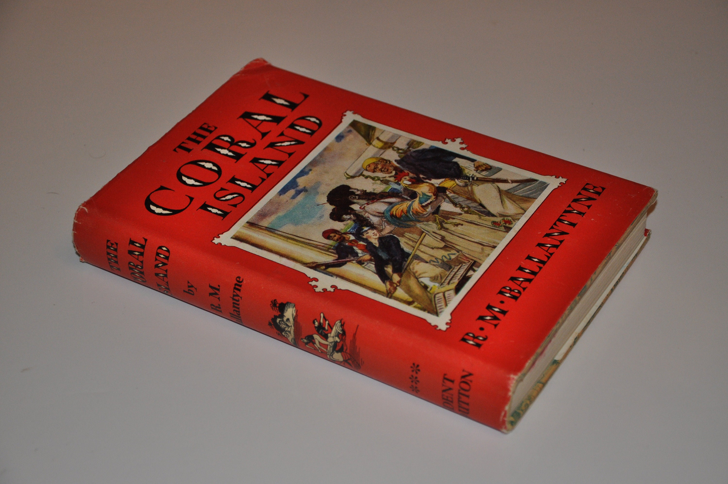 Ballantyne, The Coral Island by R. M. Ballantyne Vintage Hardcover Children's Book With Original Dust Jacket