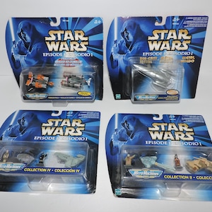 Lot of 4 Sealed Star Wars Episode 1 Micro Machines Play Sets, Vehicles 1998 Kenner Galoob