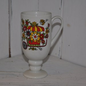 Vintage Flower Cart Stemmed Ceramiczny Kubek Do Kawy