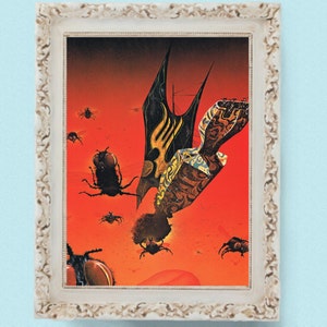 Space Insect Monsters and Space Ship 1970s Science Fiction / Fantasy Art Print