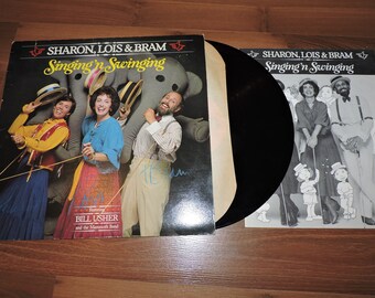 SIGNED Sharon, Lois & Bram Singing 'n Swinging Vintage Vinyl Childrens Record