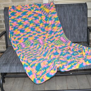 Vintage Handmade Afghan Colorful Throw Blanket