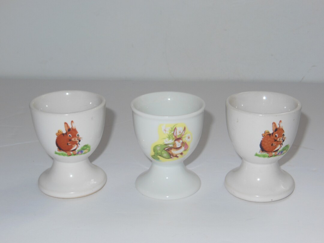 3 Vintage Bunny Rabbit Egg Cups Etsy