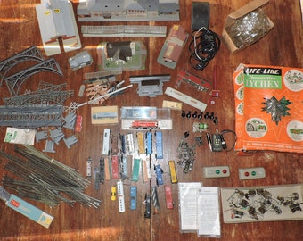 Huge Lot All Vintage N Scale Model Train Railroad Tracks, Trains, Buildings, etc.