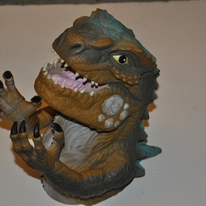 1998  Godzilla T-Rex Dinosaur Vintage Large Rubber Toho Resaurus Realistic Co Hand Puppet