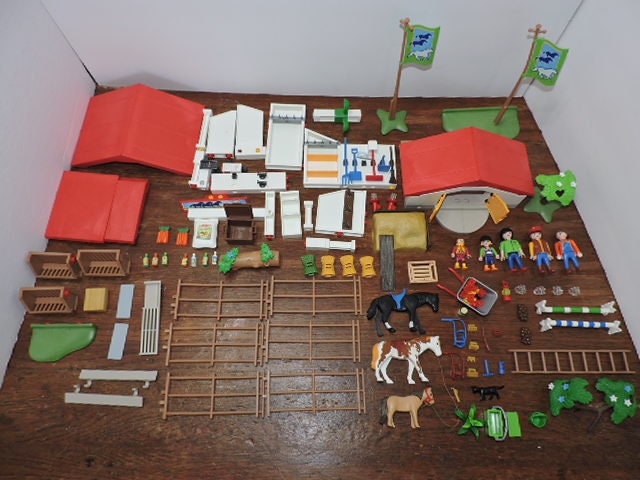 Large Vintage Horse Barn Toy Figures Accessories Etsy