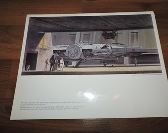 Millennium Falcon Mos Eisley 1977 Original Vintage Star Wars Painting Print by Ralph McQuarrie