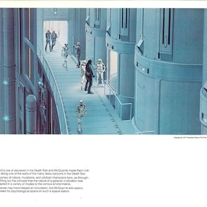 Death Star Elevators 1977 Original Vintage Star Wars Painting Print by Ralph McQuarrie