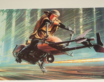 1983 Luke on Speeder Bike Original Vintage Star Wars ROTJ Painting