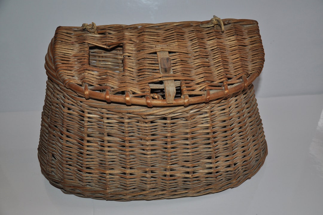 Vintage Fisherman's Wicker Basket Etsy