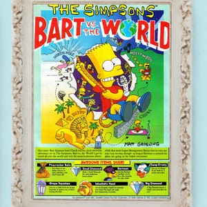 12 Pages The Simpsons Bart&#39;s Nightmare & Escape From Camp Deadly 1990s Super Nintendo SNES 5 Pages Vintage Video Game Ads