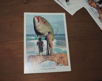 Father's Day Fishing Card - Vintage & Unused