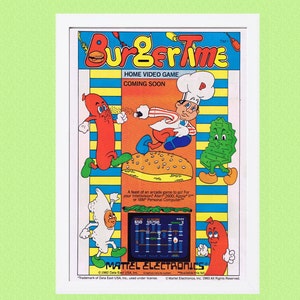 1983 BURGER TIME Atari Vintage Video Game Ad Italia