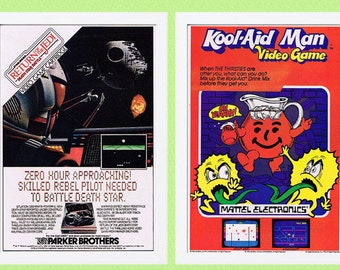 1983 2-seitig ATARI STAR WARS/Kool-Aid Mann Videospiel Patrone Ad
