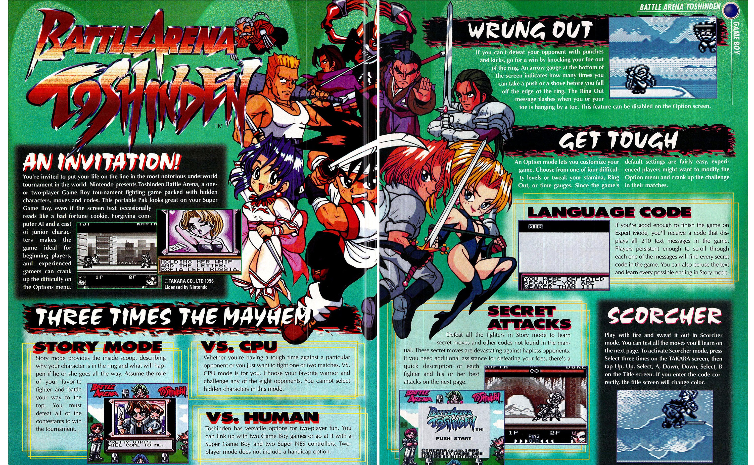 Battle Arena Toshinden 1996 3 Page Game Boy Video Game Ad Feature