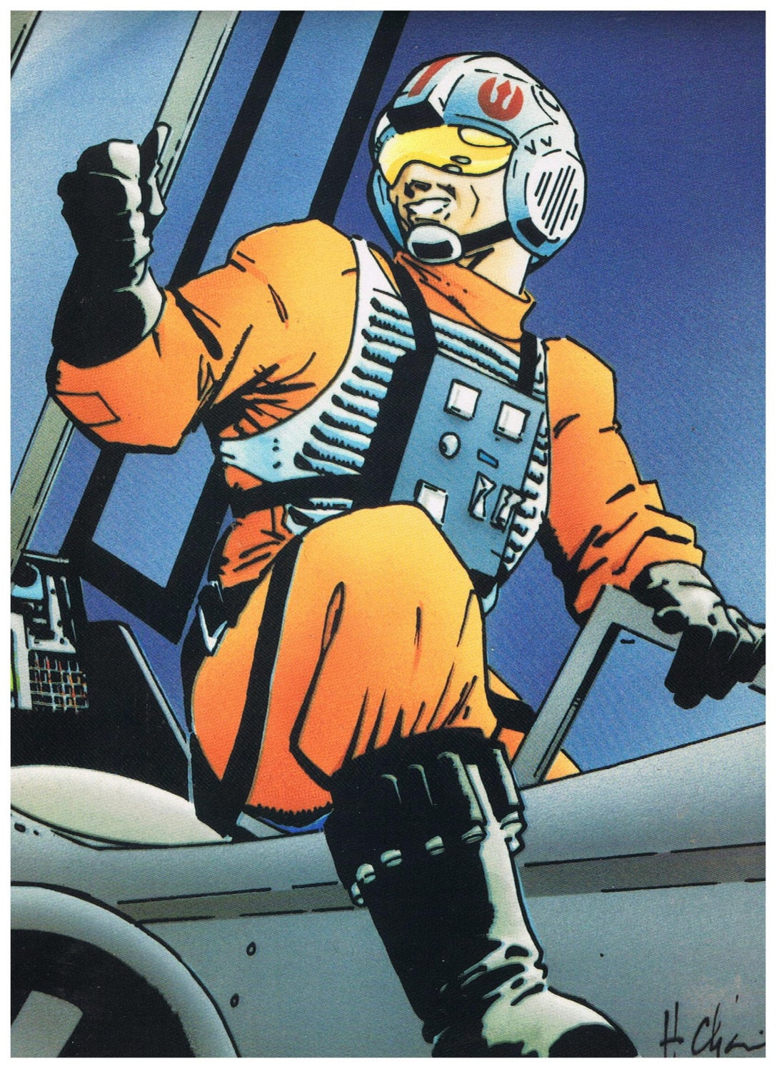 Luke Skywalker X-wing Pilot Vintage Star Wars Illustration