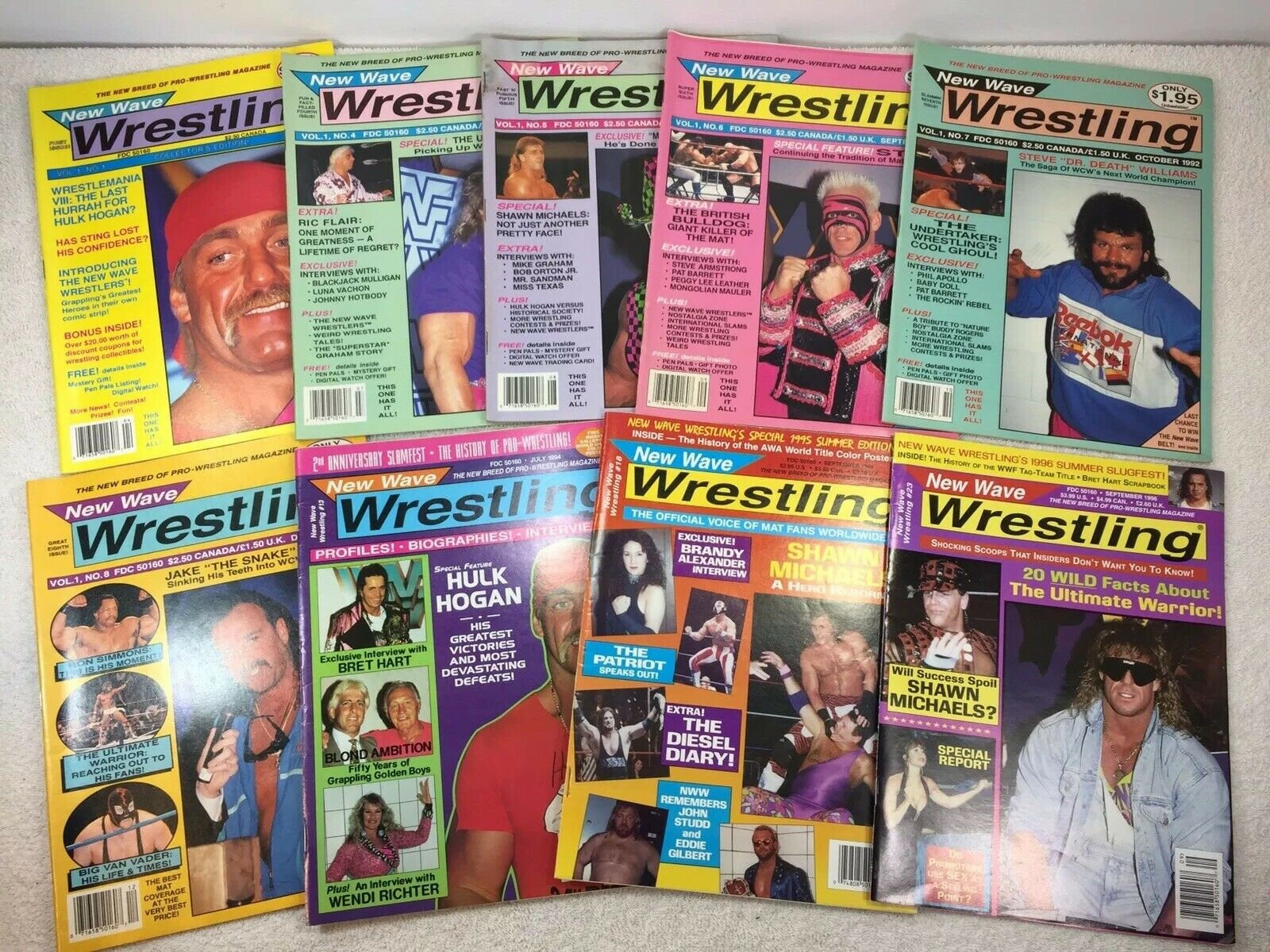 Lot von 9 New Wave Wrestling Magazine Wrestler 92-96 Verschiedene WWF Cartoons