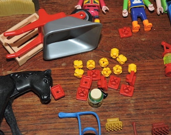 Large Vintage Playmobil Horse Barn Toy Figures Accessories Lot